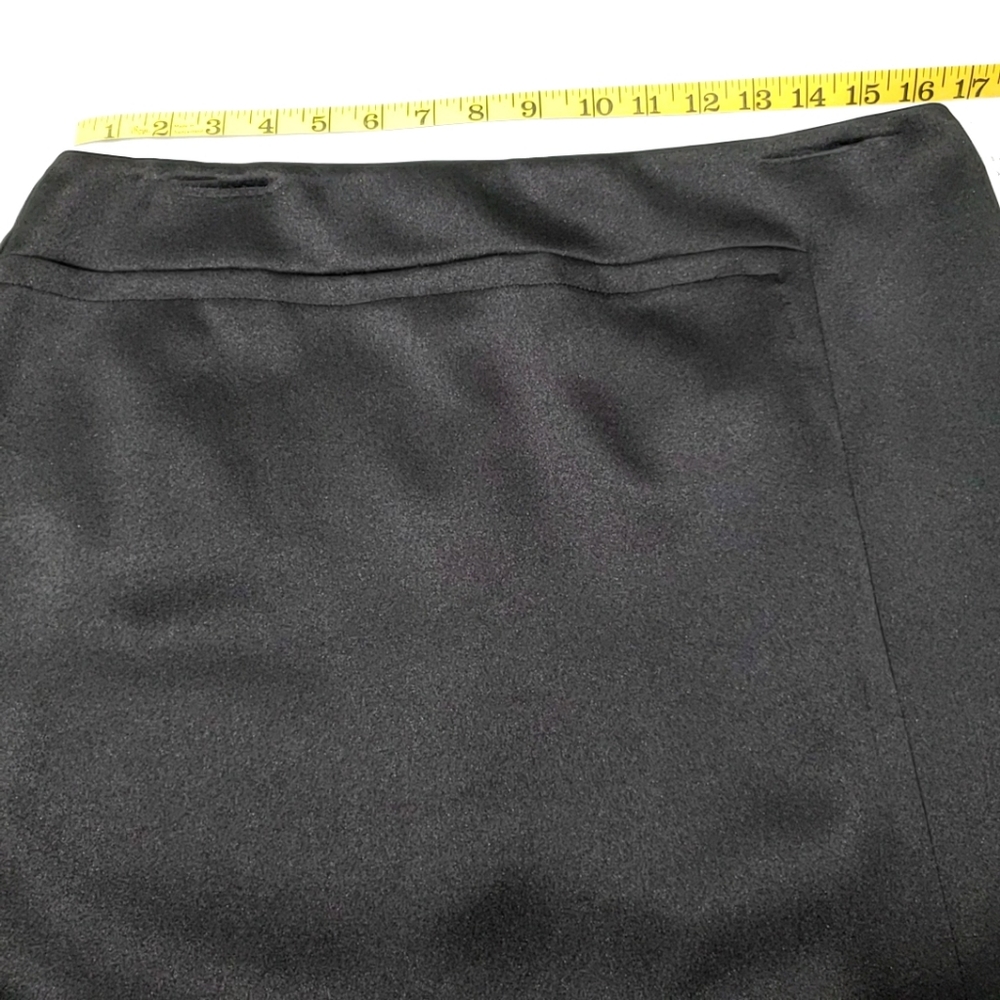 NWT black satin midi skirt lined with front slit & back zipper Y2K sz: 14 petite - Picture 7 of 10